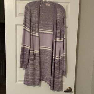 Elegant Lavender Striped Cardigan